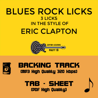 Blues Rock Licks Eric Clapton Backing Track Guitar TAB SHEET